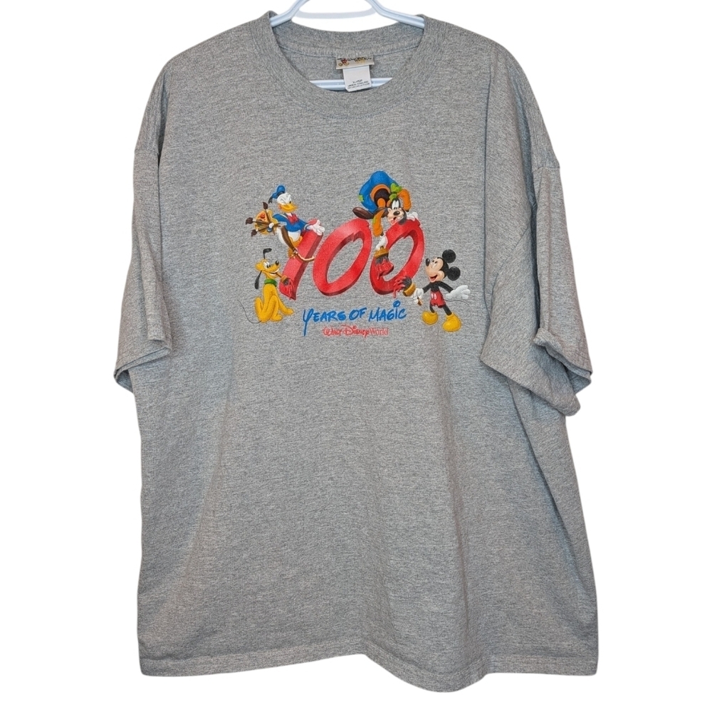 Y2K Disney World 100 Years of Magic T-Shirt XL Grey Mickey Vintage Style